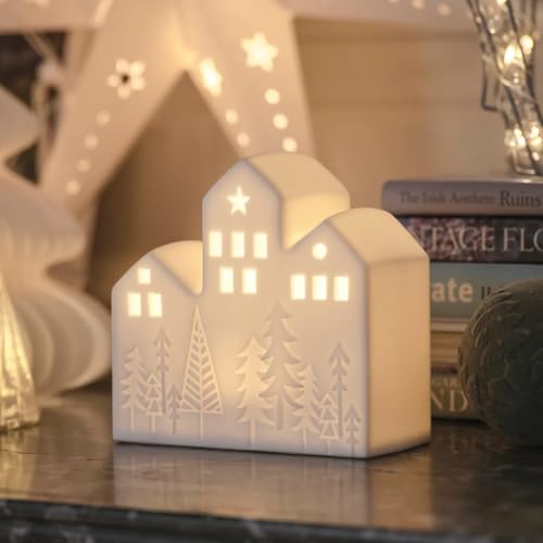 Weihnachtshäuser Deko Weiß 8 Lights4fun Beleuchtete Weihnachtshäuser aus Keramik |...