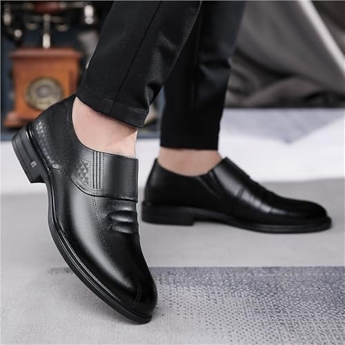 Men's British Style Leather Loafers Black Dress Shoes for Suit Casual Business Slip On Embossed Classic Fashion Walking Footwear2