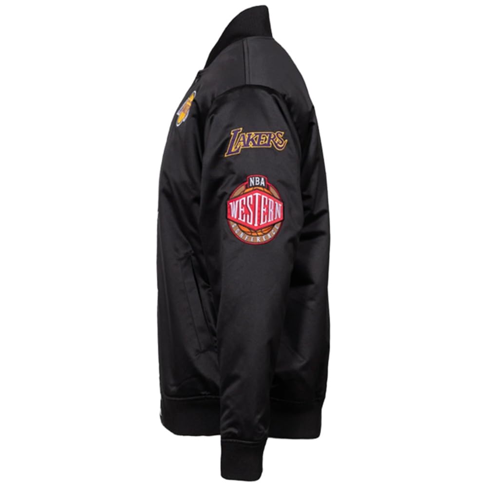 Mitchell & Ness NBA Blackout Giacca in raso pesante | Toppe e ricami di alta qualità su petto e maniche | Polsini a coste su collo, maniche e orlo | Tasche a filetto