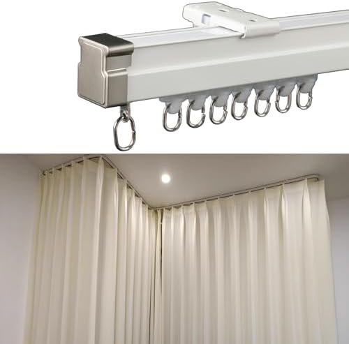Heavy Duty Curtain Track Rail - Flexible Curved Bay Window Rod, Ceiling & Wall Mount, Ideal for Dressing Rooms, Hospitals & Commercial Spaces, 3.4m (11.1ft) Easy Installation