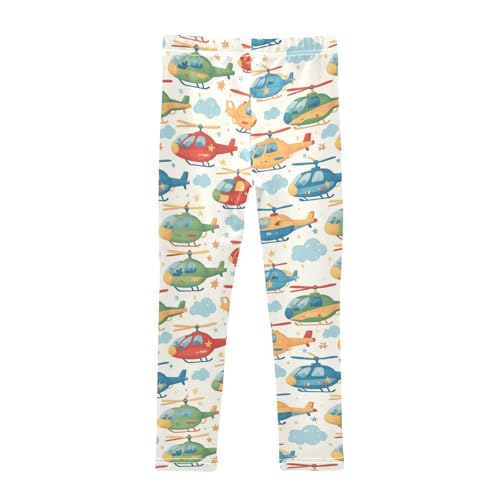 Wusikd Cartoon Helicopters Girls' Leggings Toddler Doodles Stars Kids Yoga Pants Dance Active Tights 4T2