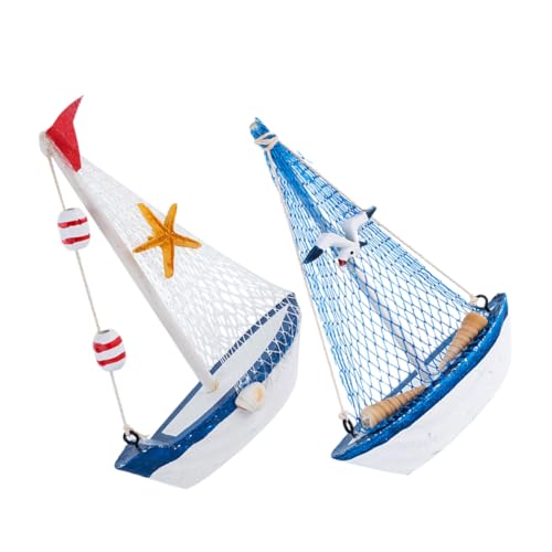 OHPHCALL Pcs Wooden Sailboat Model Craft Rustic Nautical Decor for Home Office Mediterranean Style Decor Ornament
