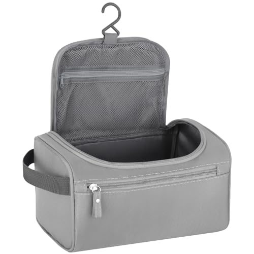 Image of Hanging Travel Toiletry Bag, Dopp Kit Shaving Wash Bag for Men, Cosmetic Makeup Organizer for Women, Grey, Hanging Travel Toiletry Bag,