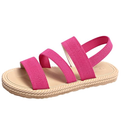 Sandalias planas para mujer, sandalias de playa de verano, antideslizantes, planas, informales, modernas, de verano, para piscina, mar, playa, sandalias transpirables con plantilla suave, Rosa., 40 EU