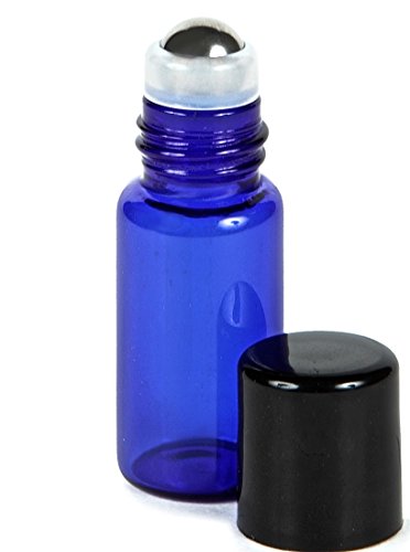 Vivaplex, 12, Cobalt Blue, 3 Ml Glass Roll-On Bottles With Stainless Steel Roller Balls - Dropper Included … #TOP4