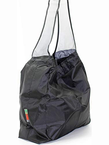 Ecojeannie Large Super Strong Ripstop Nylon Foldable Reusable Bag, Black, 1Bag #TOP3