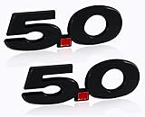 5.0 Black & Red Fender Emblems w/ Red Decimal Point - Pair
