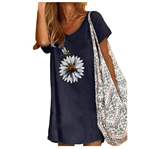 FORUU Summer Dresses 2021,Womens Dresses Plus Size Loose Fit Boho Sundress Short Sleeve Long Beach Dress Floral Shirt Dress Homecoming Dresses Casual Dress T Shirt Dress Sexy Dresses