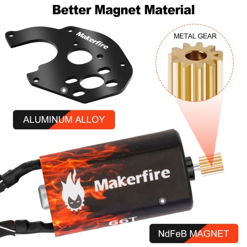 Rc Motor 050 66T Brushed Motor With Mount And Big Metal Gear For Scx24 Gladiator Bronco C10 Jlu Deadbolt B17 Axial 1/24 Crawler Upgrade Parts (66T, 1) #TOP1