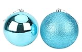  Paquete de Adornos de 2-200 mm - Diseño Brillante y con Brillo - Adornos navideños Gigantes ... (Turquesa)