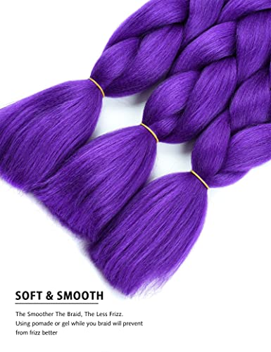 Yamel Ombre Braiding Hair Kanekalon Braiding Hair Synthetic Hair Extensions for Braiding Crochet Twist Box Braids 24 Inch 2 Tone Black to Purple 3 Packs - Image 4