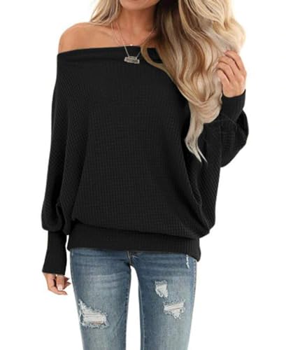 Lacozy Waffle Knit Off Shoulder Top