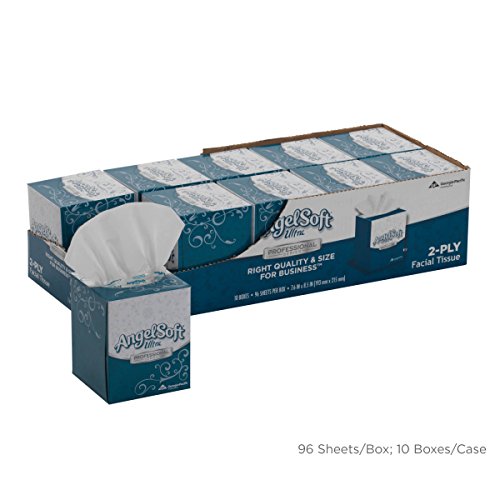 Georgia-Pacific Angel Soft Ultra Professional Series 2-Ply Facial Tissue By Pro , Cube Box, 4636014, 96 Sheets Per Box, 10 Boxes Per Case, White #TOP2