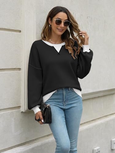 ETCYY Womens Sweaters 2025 Fall Clothes Oversized Long Sleeve Striped Shirts Lightweight Color Block Knit Pullover Tops4