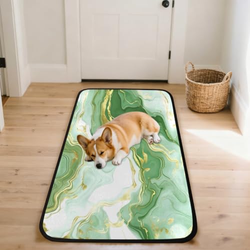 Tapis de cuisine marbre vert abstrait 183x61cm chic et lavable - 8