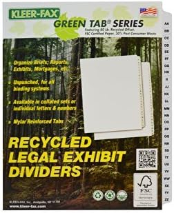 Kleer-Fax Letter-Size Index Divides, Collated Lettered Sets, Side Tab, 1/26th Cut, 1 Set per Pack, White, AA-ZZ (81175) by Kleer Fax