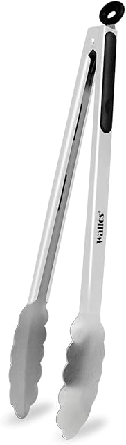 Walfos Locking BBQ Tongs - 43cm Extra Long BBQ Tongs, Heavy Duty Grill Tongs with Stainless Steel and Non-Slip Heat Resistant Handle - Great for Cooking, Turning, Grilling and Barbecue