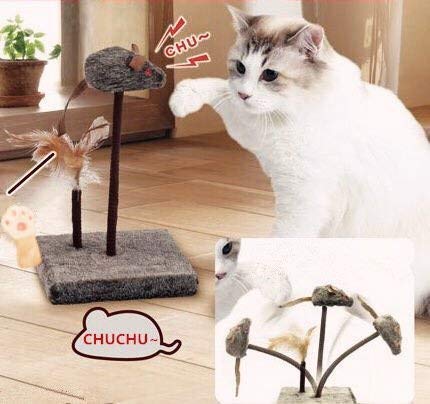 KOOBA Mouse Feather Interactive Motion Cat Toy, 3 in 1 Fun Swing Spring Teaser with Squeak Sound, Light Up Eyes, Soft Natural Feather for Exercise, Fur Mice Fun Pet Game for Cats and Kitten