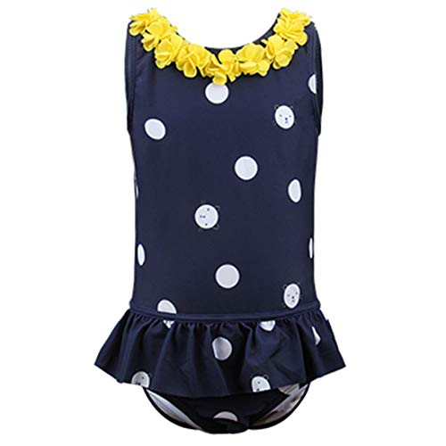 Image of Toddler Girls One-Piece Swimsuits Ruffle Polka Dot Swimsuit with 3D Flowers Bathing Suits