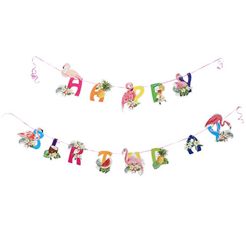 ABOOFAN 2 Conjunto Cactus Abacaxi Havaiano Flamingo Bandeira Da Festa de Aniversário Feliz Aniversár