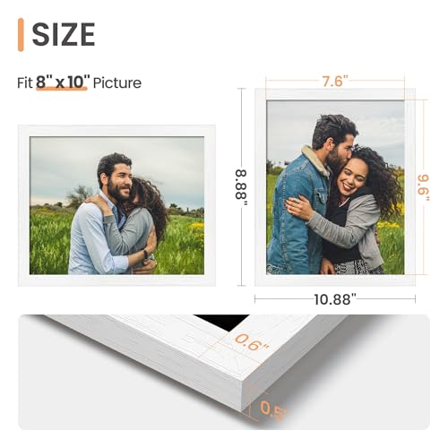 Image of upsimples 8x10 Picture Frame, Wall Gallery Photo Frames with Engineered Wood, White 1 Pack