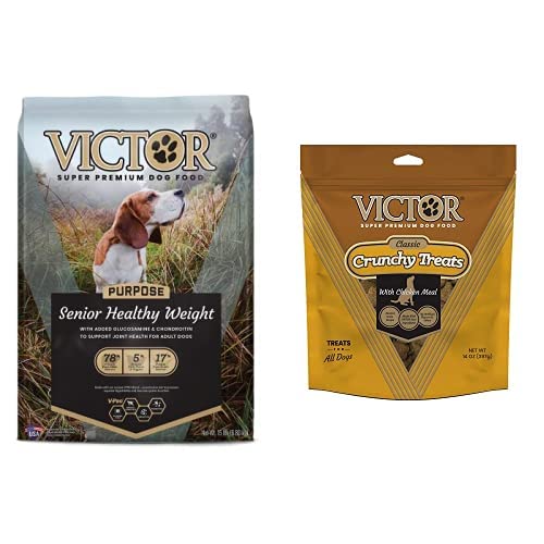 Victor Super Premium Dog Food Bundle Of Purpose Senior Healthy Weight Dry Dog Food (15Lbs) And Crunchy Dog Treats With Chicken Meal (14 Oz) #TOP9