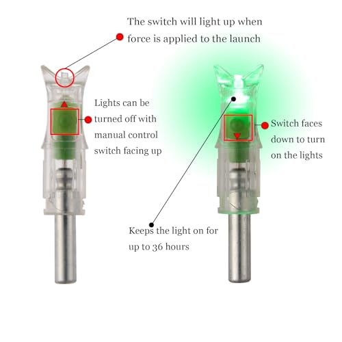 S F 20 inch Crossbow Bolt Carbon Crossbow Arrow 12 Pcs with 6 Green Lighted Nock, Hunting and Outdoor Practice Lighted nocks for Arrows nockturnal Lighted nocks
