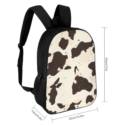 Brown Cow Print Unisex Backpack 17" Casual Daypacks Simple Shoulders Bag for Camping Hiking Travel Gear2