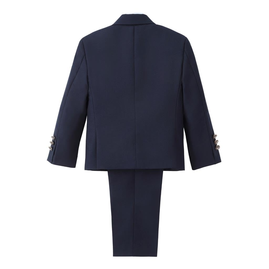 Lito Angels Smoking Blu Navy Completo Elegante per Bambino, Set 5 Pezzi (Gilet, Giacca, Camicia, Cravatta e Pantaloni) Taglia 2-8 Anni