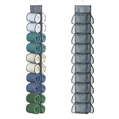 Hanging Legging Organizer, Legging Storage Organizer, Legging Organizer for Closet, Yoga for Pants Jeans Organizer, Hung Behind The Door, Wardrobe, Hanger 20 Pockets Clothes Storage (Grey)