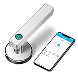 Ruveno Fingerprint Türschloss, Smartes Türschloss mit Griff, Steuerung per Bluetooth App, Fingerabdruck Sensor, Alexa und Google kompatibel(weiß)