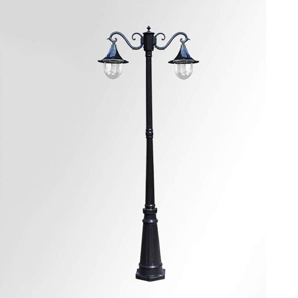 Lampadaire d'extérieur traditionnel en verre - Hauteur : 230 cm - Étanchéité IP23 - En aluminium moulé sous pression - Pour jardin, rue, pelouse