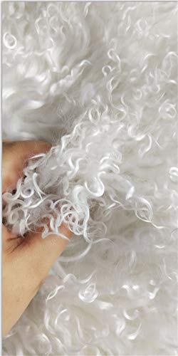 Genuine Tibetan Mongolian Lamb Sheepskin Curly Fur Rug Hide Pelt Throw Fur Area Rug Carpet Chair Cover Super Fluffy Thick Decorativeas Throw Rug In Bedroom, Living Room，White, L:40Inx W:23In #TOP6