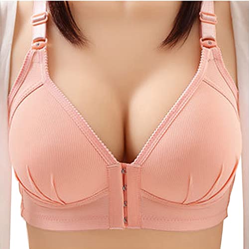 Womens Fashion Front Closure Bras for Women Plus Size Wireless Full Coverage No Underwire Push Up Bras Seamless Support Minimizer Bra Watermelon Red