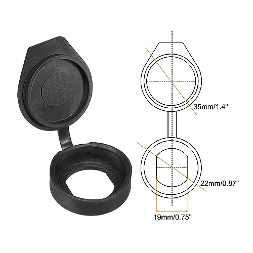 PATIKIL 22mm Door Lock Dust Cover, 6 Pack PE Plastic Waterproof Keys Panel Cam Lock Dust Cover Caps for 22mm Cam Lock, Black - Image 2