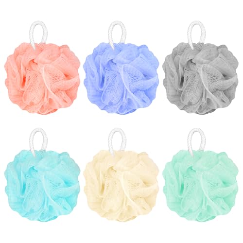 Fleur de Douche 6 Pièces, Eponge Douche et Durable, Maille Moussante Fleur de Douche Lavable, Eponge Douche Corps pour Nettoyage, Exfoliation du Corps,...
