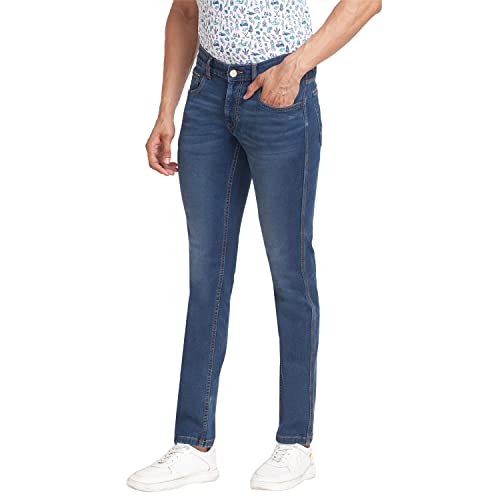 Image of Colorplus Men's Fitted Cotton Jeans (CJYT00506B5 Blue)