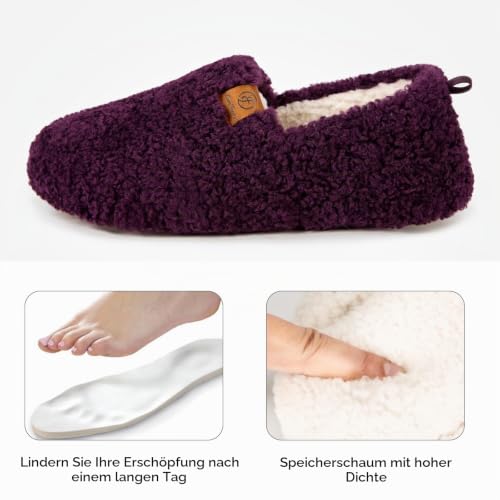 EverFoams Damen geschlossene Hausschuhe MemorySchaum, Dark Purple, 38-39 EU – Ansicht 4