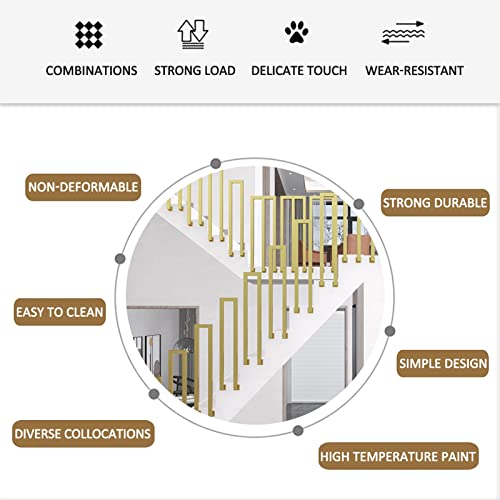 Rampe de transition pour marches kit complet en fer forgé en U doré 65cm - 4