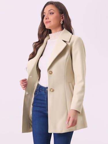 Allegra K Women's Elegant Overcoat Notched Shawl Collar Single Breasted Outerwear Winter Long Coat - Image 5