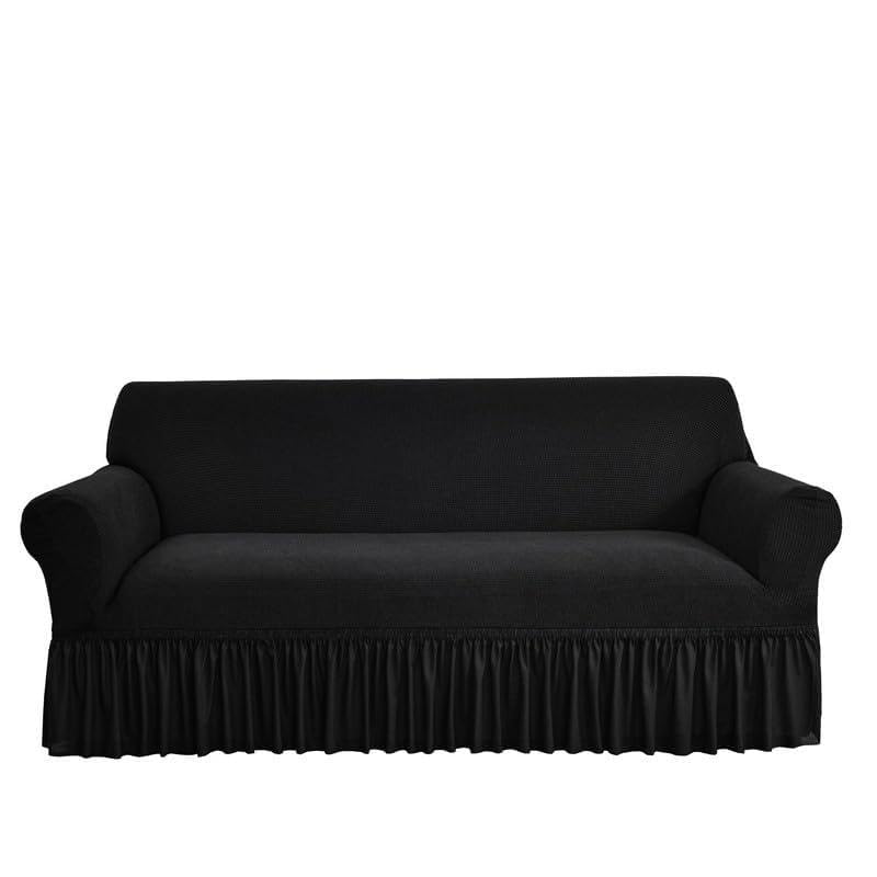 Funda De Sofá Súper Elástica Funda De Sofá Esquinera De Poliéster Resistente Al Desgaste Antideslizantes Con Fondo Elástico, Protectores De Muebles Flexibilidad Suave(2 Seats (55-71 inch),Black)