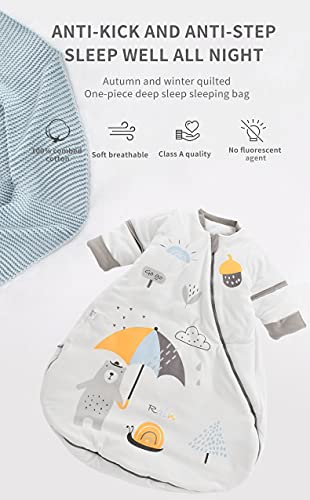 Ysteuae Unisex Baby Sleeping Bag Cartoon Wearable Blanket Cotton Sleep Sack Long Sleeve Nest Nightgowns，Umbrella Bear,M #TOP3