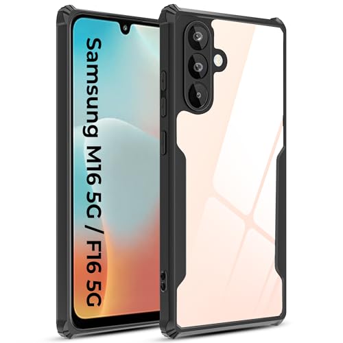Image of A rtistque Shockproof Crystal Clear Back Cover Case for Samsung Galaxy M16 5G / F16 5G | 360 Degree Protection | Protective Design | Transparent Cover for Samsung M16 / F16 (PC & TPU, Black)