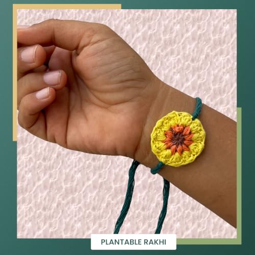 Image of Bombay Greens Plantable Seed Rakhi for Brother Eco- Friendly DIY Grow Kit| Grow Plants from Seeds Rakhi | Rakhi Gift Set for Brother - Sunflower