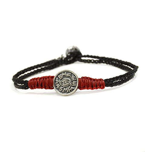 MIZZE Made for Luck Pulsera Negra y roja de Dos Tonos con Colgante de Ojo Malvado de Plata de Ley para Mujer