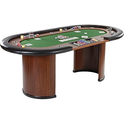 GAMES PLANET Maxstore Pokertisch „Royal Flush“, 213 x 106 x75 cm, Farbwahl, Gewicht 58kg, 9 Getränkehalter, gepolsterte Armauflage, grün Cover