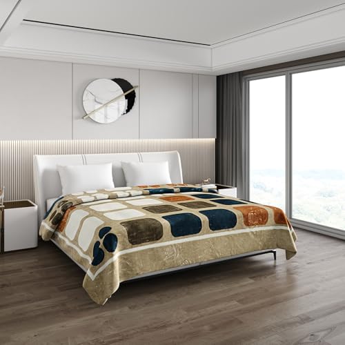 Image of Monte Carlo Heavy Winter Double Bed Blanket Bennett 2 Ply 691 GSM | 3.5 KG (Width 2.20 M X Length 2.40 M) Olive Green