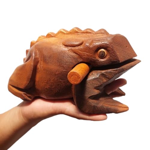 Grenouille En Bois Feng Shui Porte-Bonheur - Râpe Guiro Instrument De Musique, Décoration Maison (L 9 Cm)