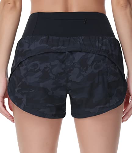 Image of THE GYM PEOPLE Womens High Waisted Running Shorts Quick Dry Athletic Workout Shorts with Mesh Liner Zipper Pockets