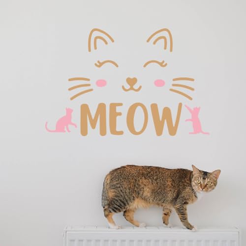 SUPERDANT Cat Meow Wall Stickers Cat Whiskers Wall Decals Cute Cat Abstraction Stickers and Murals DIY Art PVC Wall Decal for Bedroom Kids Room LivingRoom - Image 4